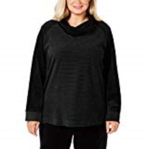 Karen Scott Womens Plus-Size Velour Cowl-Neck Top